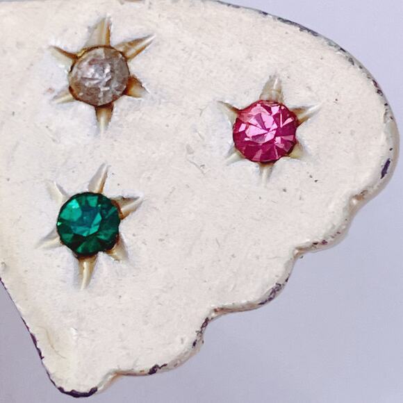 VTG 1950s Butterfly Brooch Colorful Rhinestone Pearl Mid Century Gold Tone Pin - Picture 5 of 8